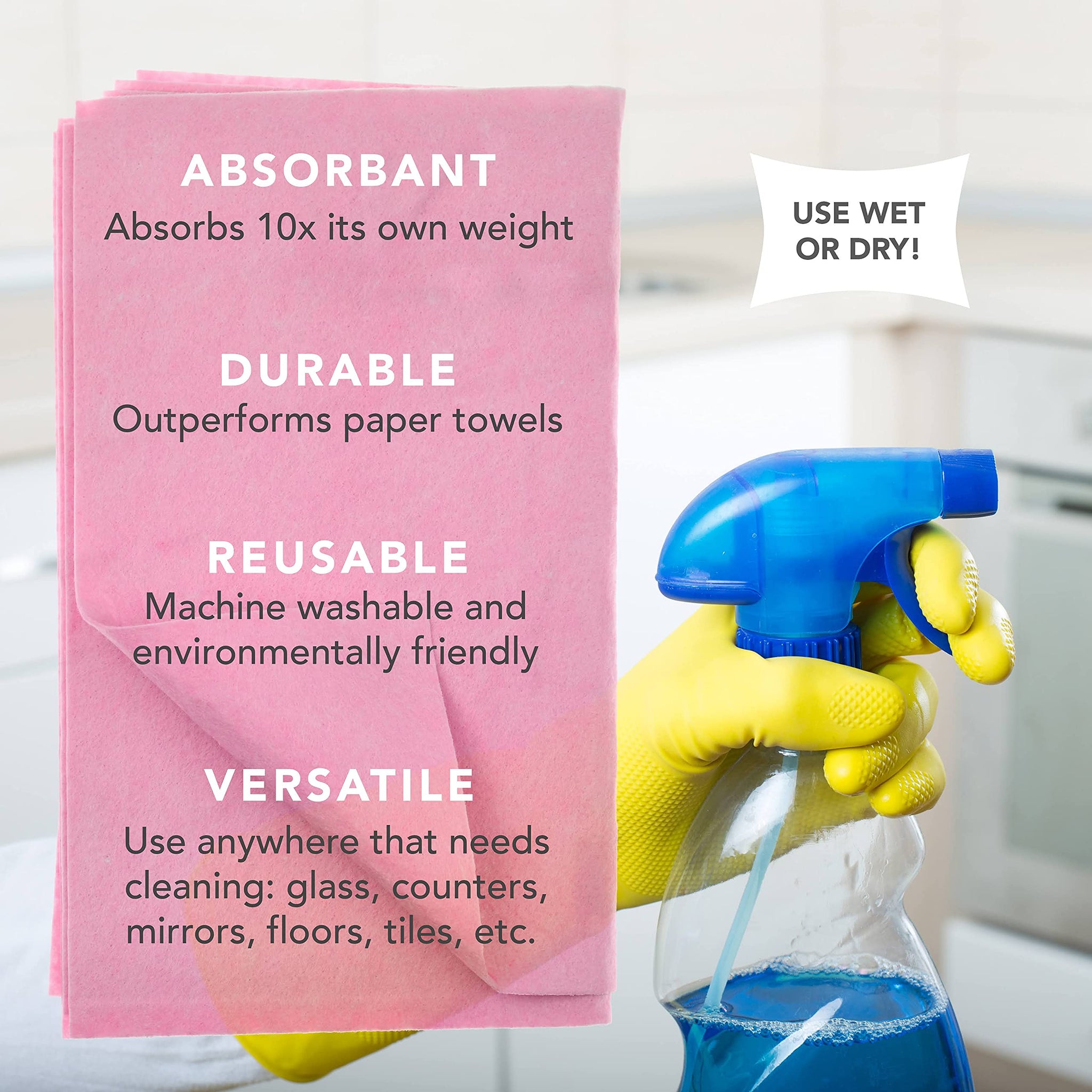 Kitchen and Bath Amazing Wipes - Absorbent and Reusable Cloth for Washing,Drying,Wiping in the Bathroom or Cuisine Surfaces | Cleaning Sink
