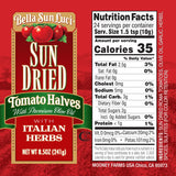 Bella Sun Luci Sun-Dried Tomato Halves in Premium Oil with Italian Herbs, Ready-to-Use Mediterranean Ingredient for Pasta, Salads & Pizza, 8.5 oz