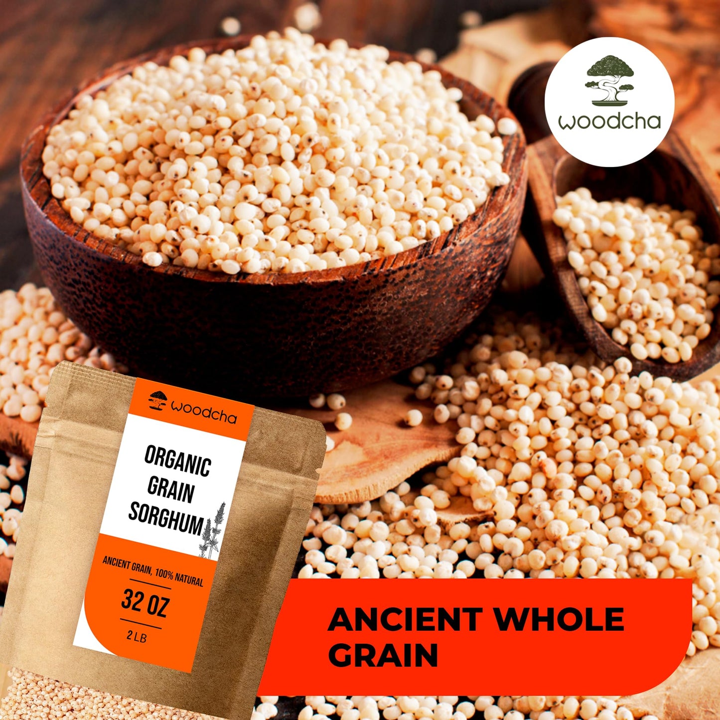 Organic Whole Grain Sorghum 2 lb - Gluten Free Ancient Grain | High Fiber, Plant-Based Protein | Better Than Rice & Quinoa | Stay Full Longer | Meal Prep, Grain Bowls, Healthy Cooking | Non-GMO, Vegan Bulk Grain