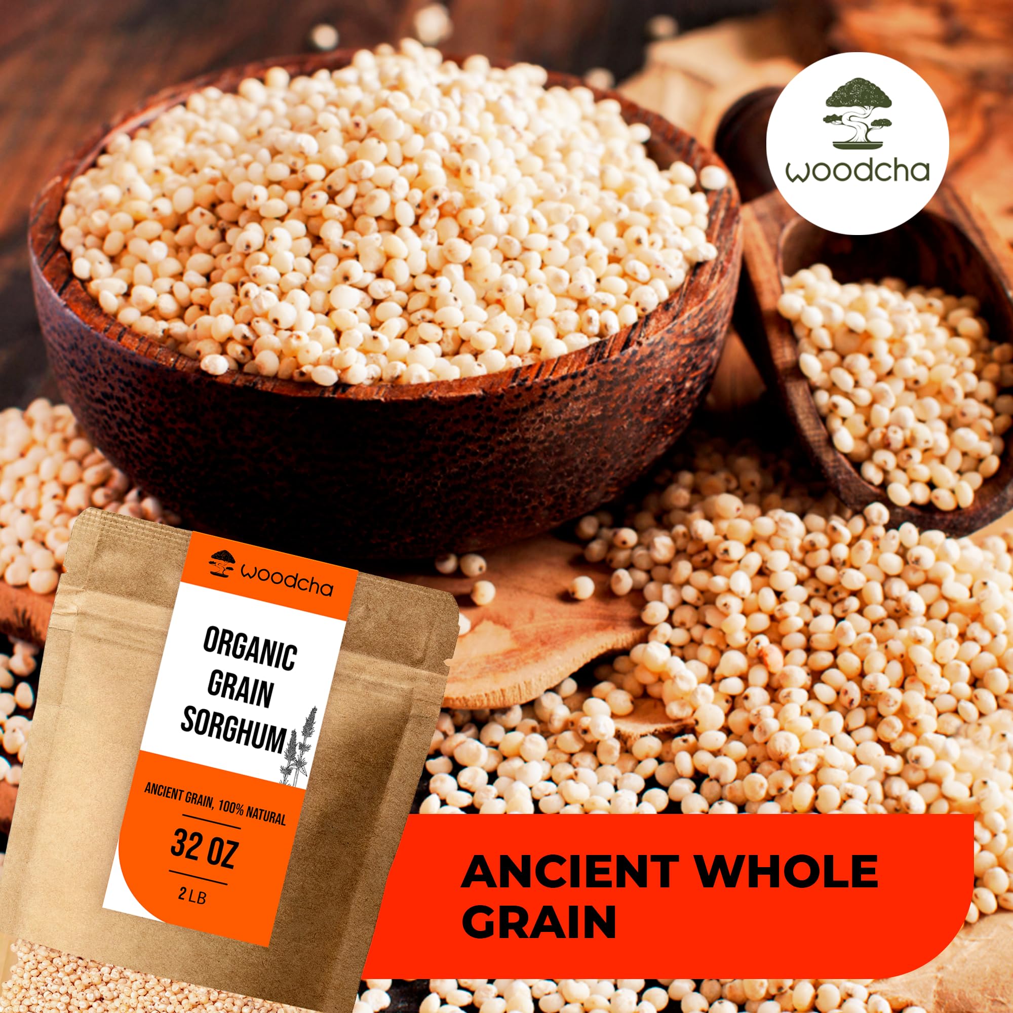Organic Whole Grain Sorghum 2 lb - Gluten Free Ancient Grain | High Fiber, Plant-Based Protein | Better Than Rice & Quinoa | Stay Full Longer | Meal Prep, Grain Bowls, Healthy Cooking | Non-GMO, Vegan Bulk Grain