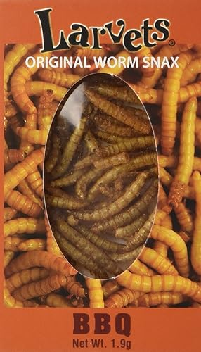 Larvets BBQ Flavored Edible Worms - Crunchy Roasted Insect Snack - High Protein, Sustainable and Nutritious Novelty Food Gift - Fun Bug Snack for Kids