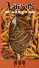 Larvets BBQ Flavored Edible Worms - Crunchy Roasted Insect Snack - High Protein, Sustainable and Nutritious Novelty Food Gift - Fun Bug Snack for Kids