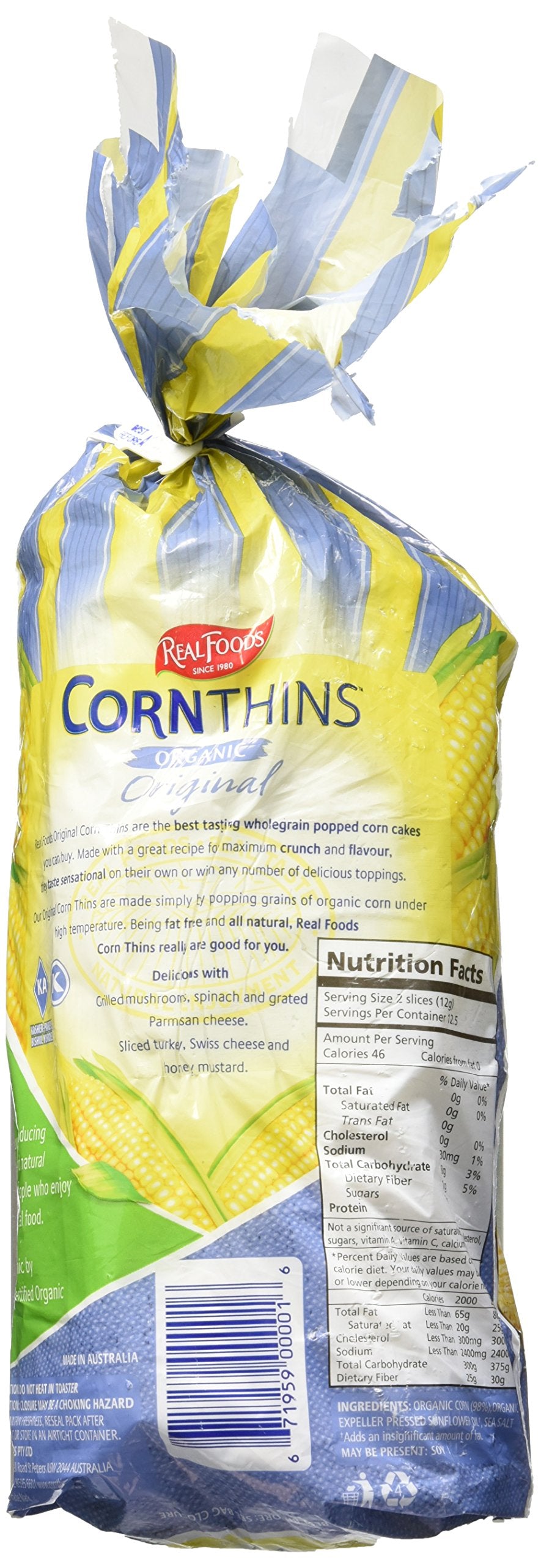 Real Foods Original Organic Corn Thins, 5.3 oz, 2 pk