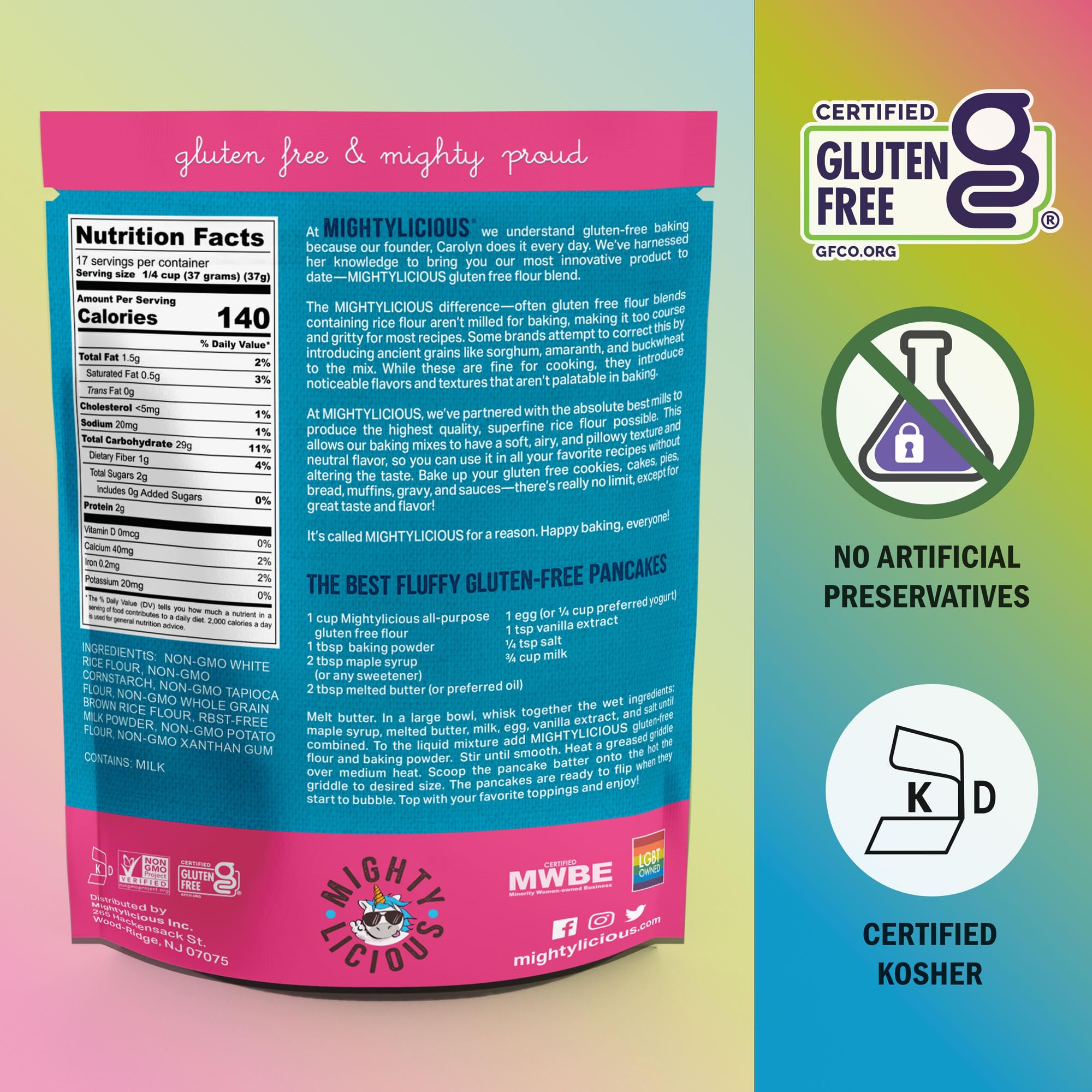 MIGHTYLICIOUS Gluten-Free All-Purpose Flour, Superfine Rice Flour, Non-GMO, Allergen-Friendly Baking Flour, Ideal for Cakes, Bread, Muffins & Cooking
