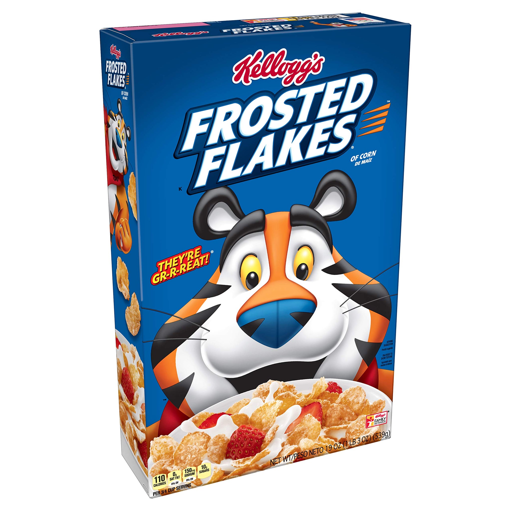 Kellogg's Breakfast Cereal, Frosted Flakes, Fat-Free, 19 oz Box