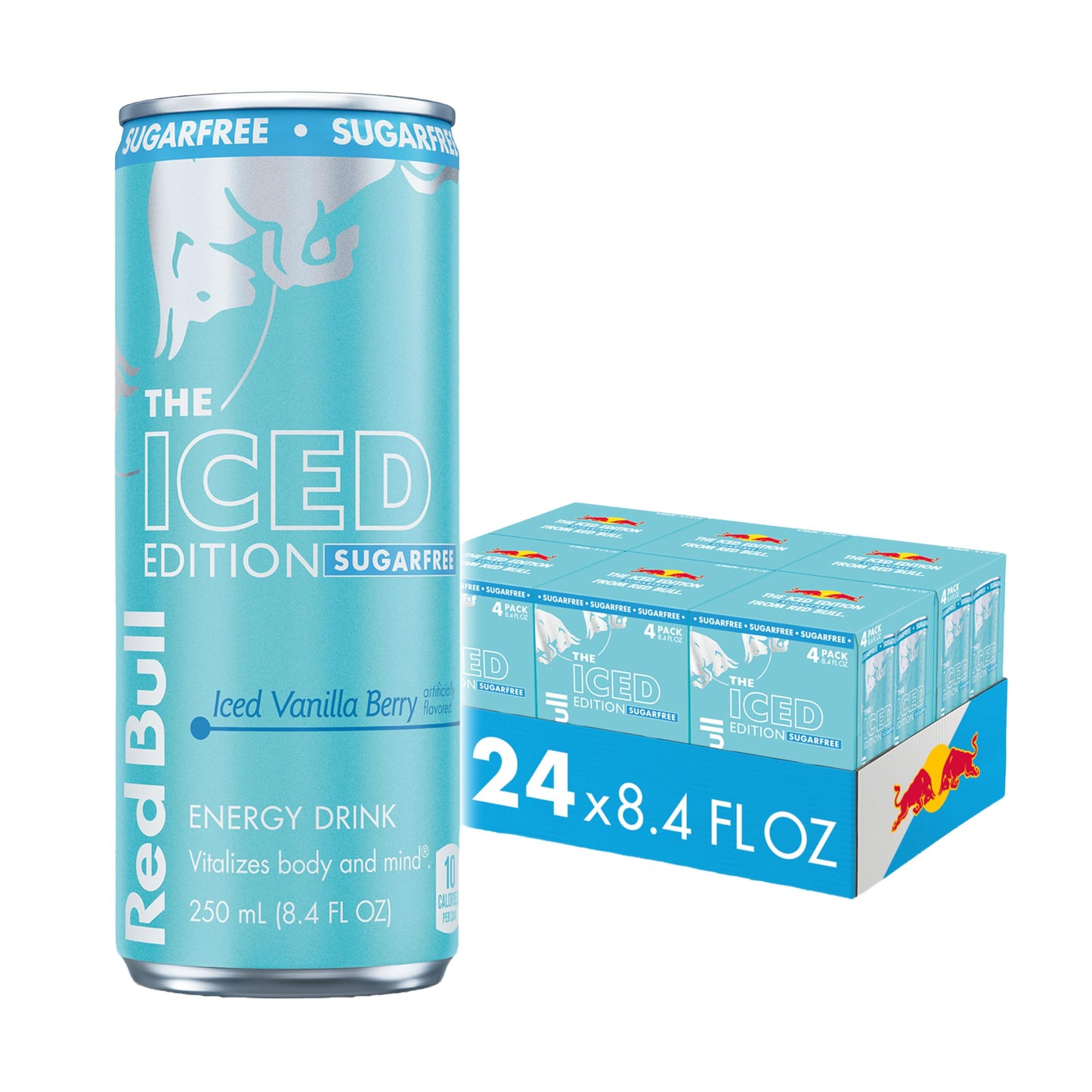 Red Bull Sugar Free Iced Vanilla Berry Energy Drink, 8.4 Fl Oz, Pack of 24 Cans (6 packs of 4)