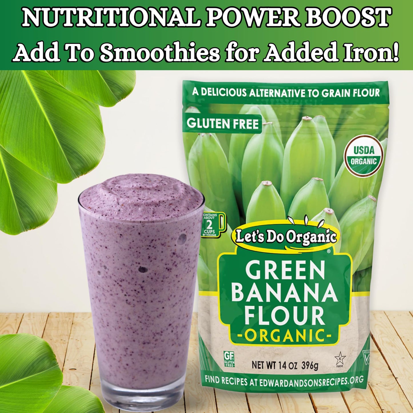 Let's Do Organic Green Banana Flour - Grain Flour Replacement, Resistant Starch, Versatile Starch, Gluten Free, Iron, Non-GMO Project Verified, USDA