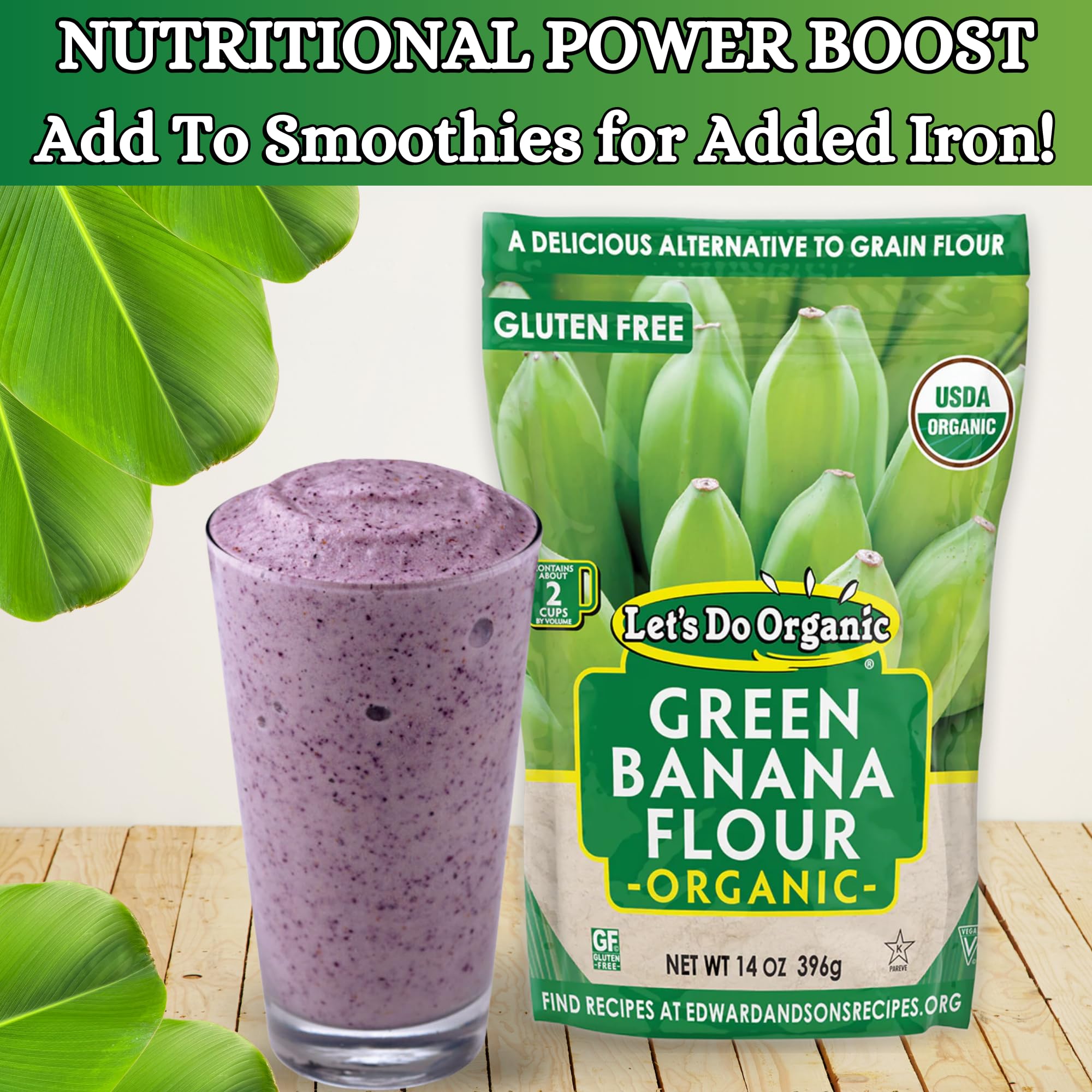 Let's Do Organic Green Banana Flour - Grain Flour Replacement, Resistant Starch, Versatile Starch, Gluten Free, Iron, Non-GMO Project Verified, USDA