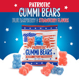 Patriotic Candy | 12 Packs | 4th of July Candy Individually Wrapped | Sour Bears Gummy Candy | Blue Raspberry & Strawberry Flavors | Red & Blue