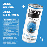 Lucky Energy Drink Variety Pack - Slush Series (Cherry, Blue Razz, Strawberry) - Zero Sugar, 0 Calorie Performance Beverage with 200mg Caffeine, Maca