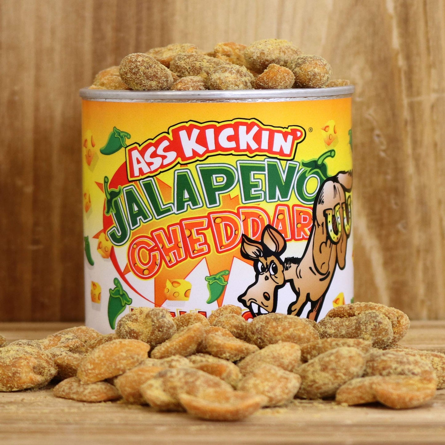 Ass Kickin' Jalapeno Cheddar Peanuts, 12-Ounce Cans (Pack of 6)