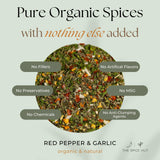 Organic Red Pepper & Garlic Seasoning, Bold & Delicious Italian Blend with a Zing, Perfect For Pasta, Pizza & Chicken Recipes, 16 ounce, The Spice Hut