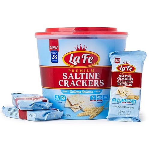 La Fe Premium Crackers in a 23-count resealable Tub (24.3 Ounce (Pack of 1), Saltines)
