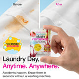 Stain Remover Wipes - 50 PCS Individually Wrapped - Instant Stain Remover for Clothes, Fabric & Jackets - Portable No-Rinse Cleaner for Travel, Purse