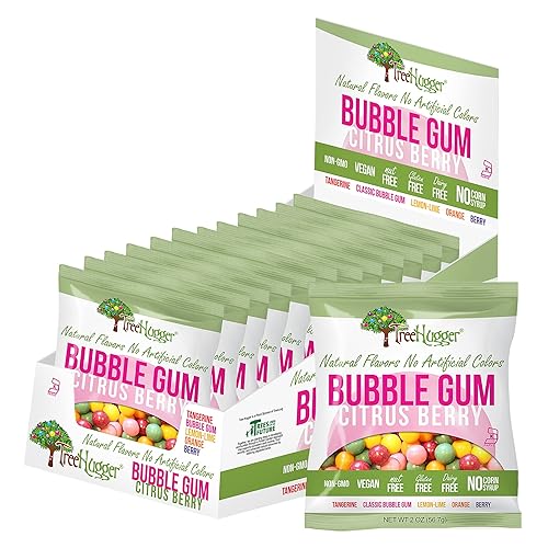 Tree Hugger Bubble Gum, Citrus Berry, Natural Flavors, No Artificial Colors, 2 Ounce (Pack of 12)