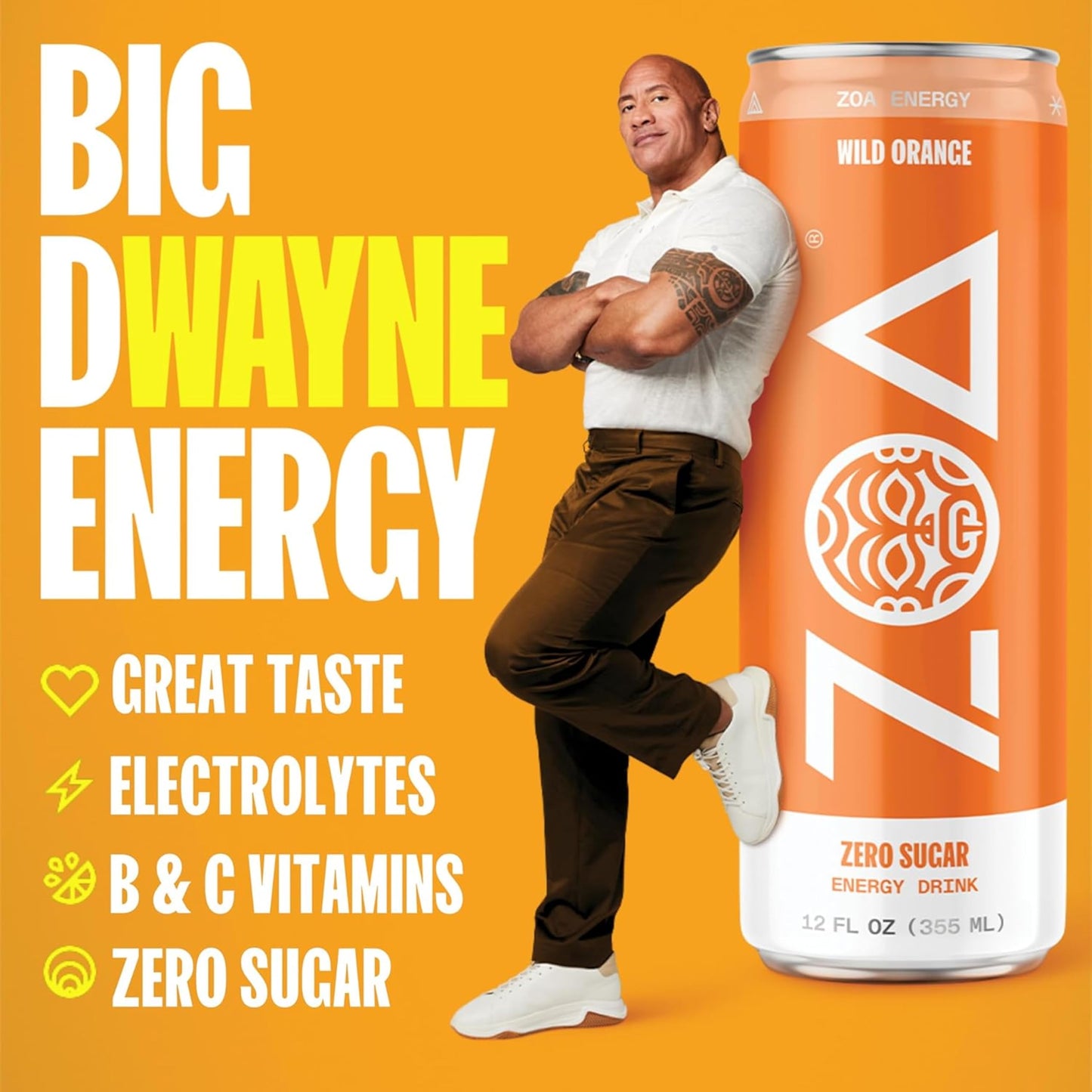 ZOA Zero Sugar Energy Drinks - Wild Orange | Healthy Energy Formula with Natural Caffeine, Daily Vitamin C, Essential B-Vitamins | Gluten-Free, Keto