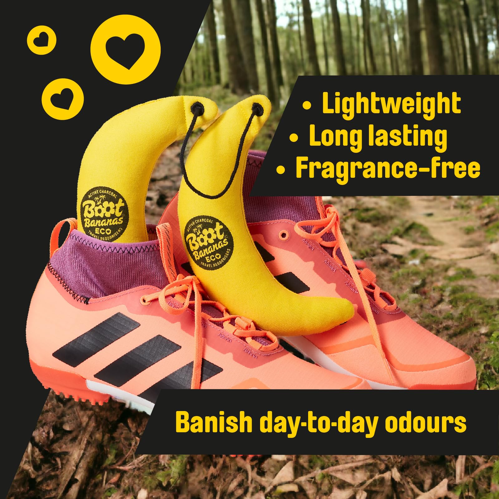 Boot Bananas Eco Travel Deodorisers | Light Weight, Sustainable, Reusable Sports Shoe & Glove Deodorizer Odour Neutralizer & Air Purifier |