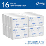 Kleenex Professional Universal C-Fold Folded Paper Towels, Bulk (01500), Absorbent, White (150 Sheets/Pack, 16 Packs/Case, 2,400 Sheet Total)