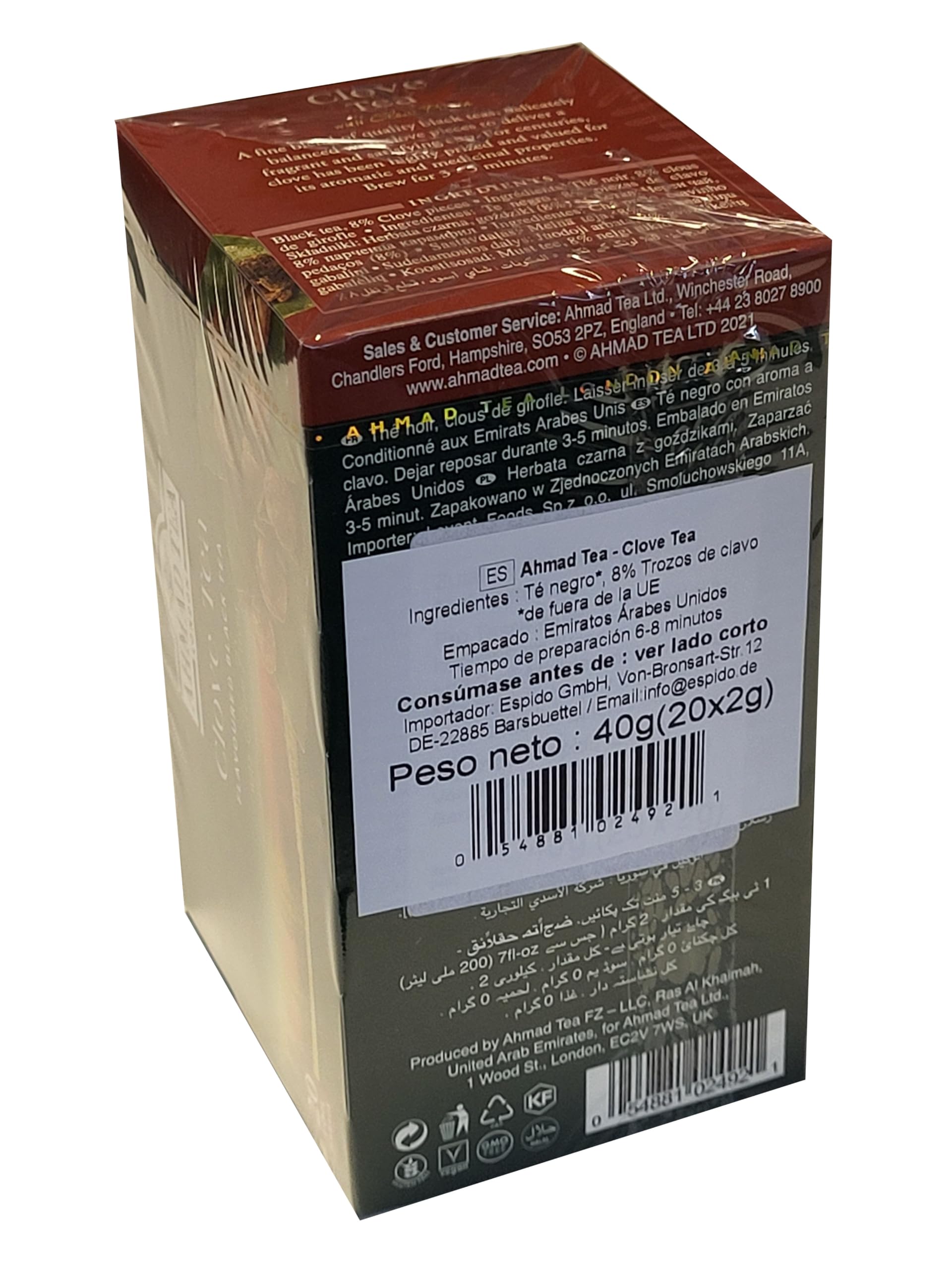 Ahmad Tea Black Tea, Clove Teabags, 20 ct (Pack of 1) - Caffeinated & Sugar-Free