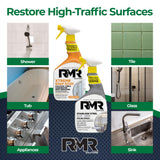RMR Buildup Breakdown Bundle - Xtreme Soap Scum Remover + Stainless Steel Cleaner Polish, 2-Step Bathroom & Kitchen Cleaning Kit for Shower, Tub