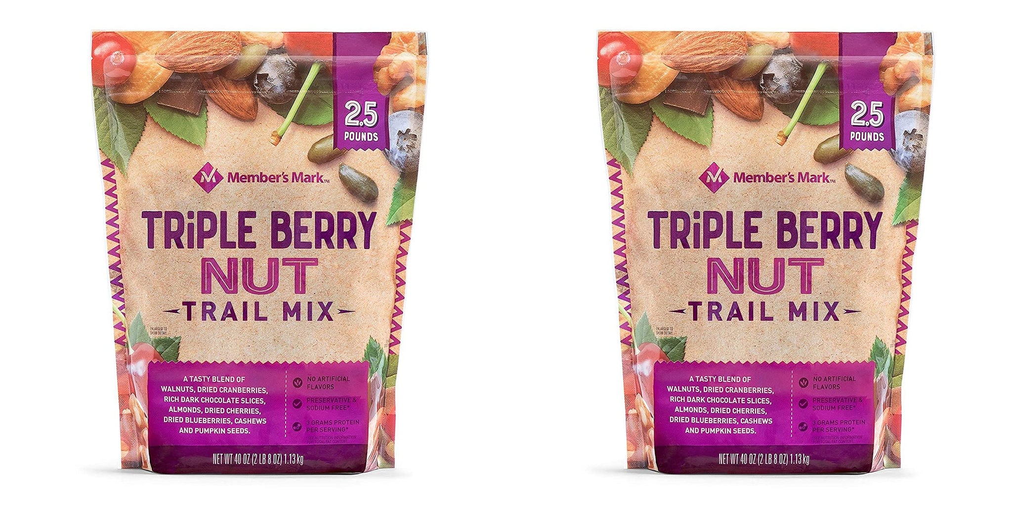 Member's Mark Triple Berry Nut Trail Mix (2.5 lbs.) Set of 2