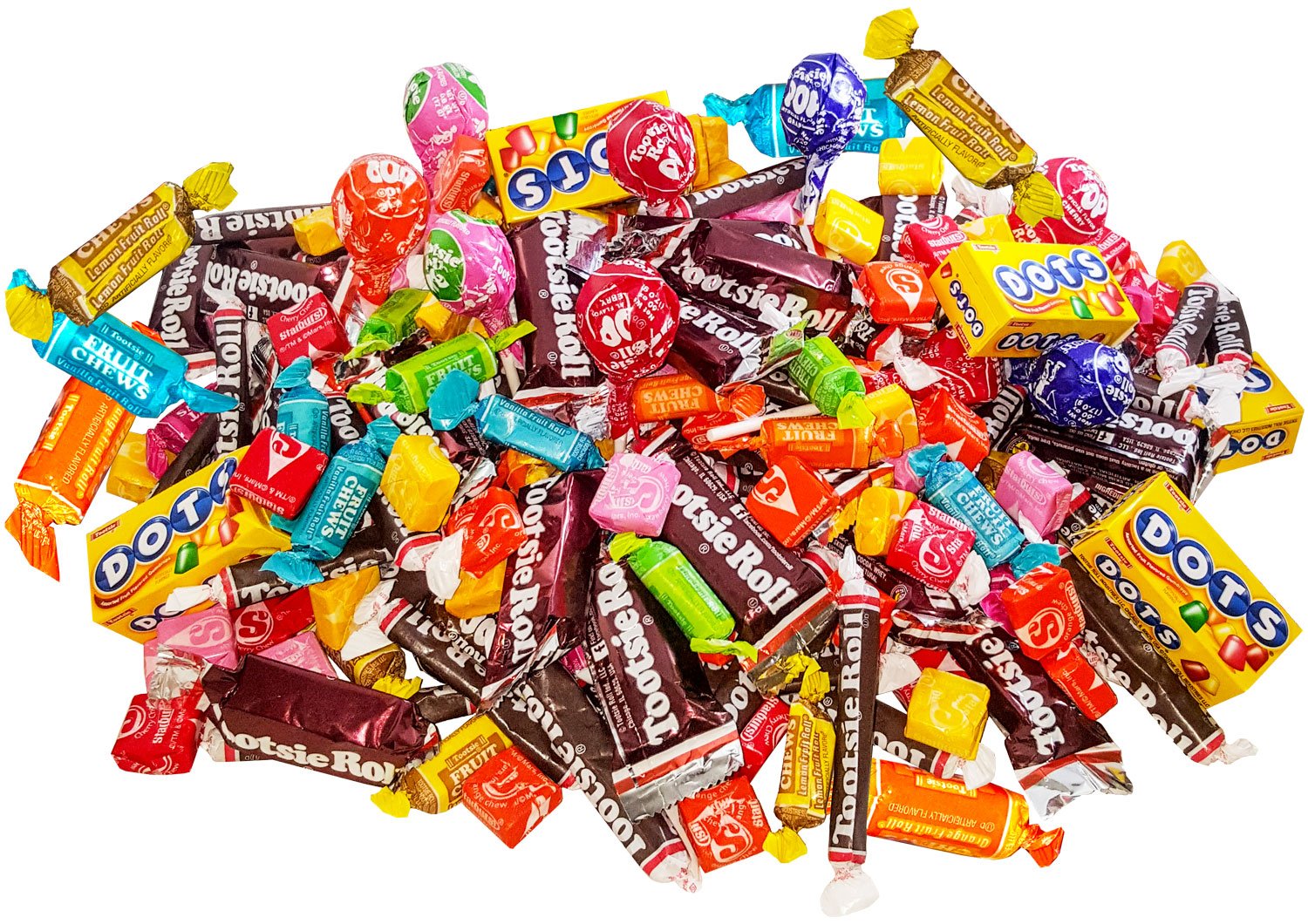 Assortit Fruit & Chocolate Candy Mix - Tootsie Roll Fruit Chews, Chocolate Midgees, Starburst, Dots & Pops Variety, 9.5 Lb Bulk Pack, Individually