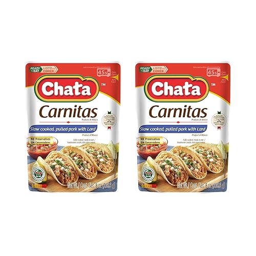 Chata Authentic Mexican Carnitas, Slow Cooked Pork, 8 oz, Pack of 2