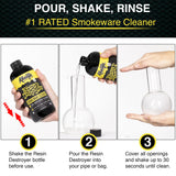 Khalifa Resin Destroyer Cleaning Solution One 16 Fl Oz Bottle - Clean & Deodorize Glass, Ceramic, Silicone & Metal - Restore Your Pieces to Perfection