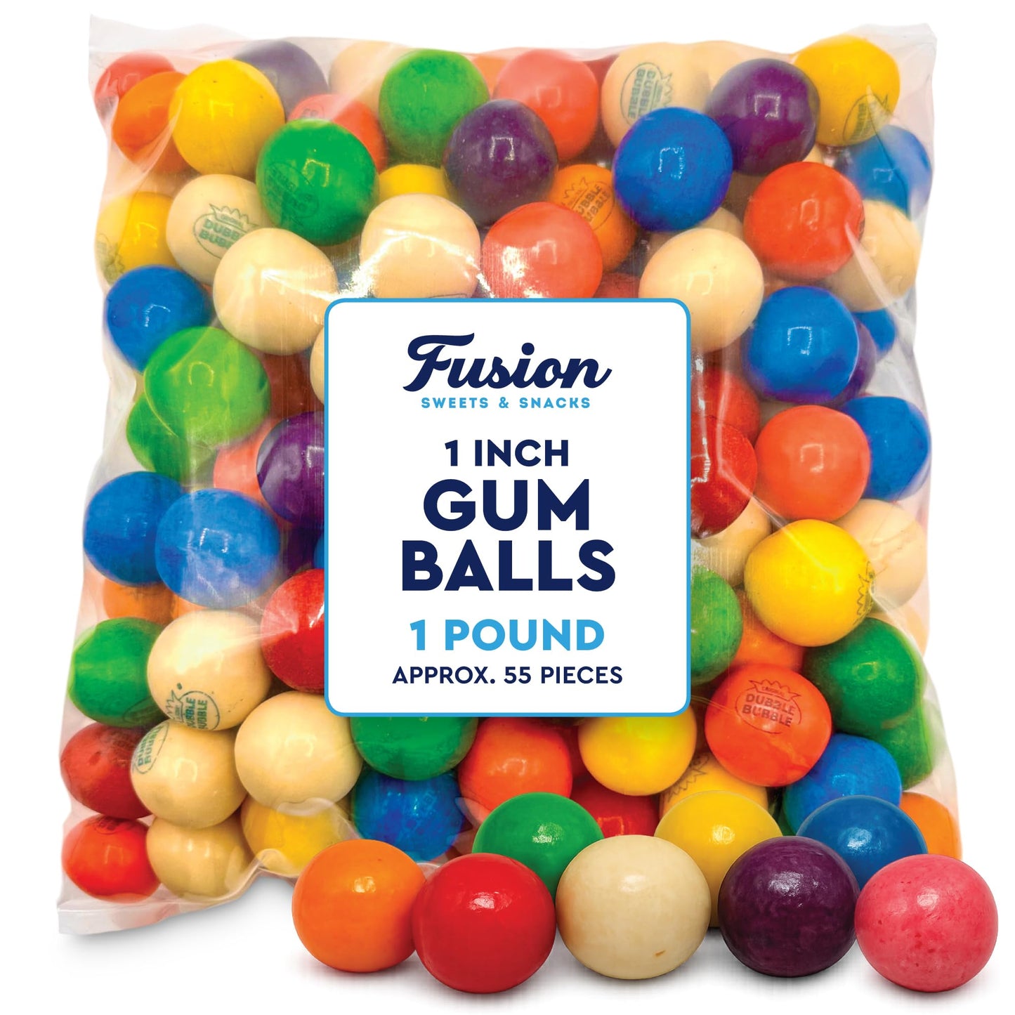 Gumballs 1 Inch - 1 Pound Bag - Gum Balls For Gumball Machine - Gumballs Bulk - Gum Ball Machine Refill - Assorted Fruit Flavor - Bubble Gum