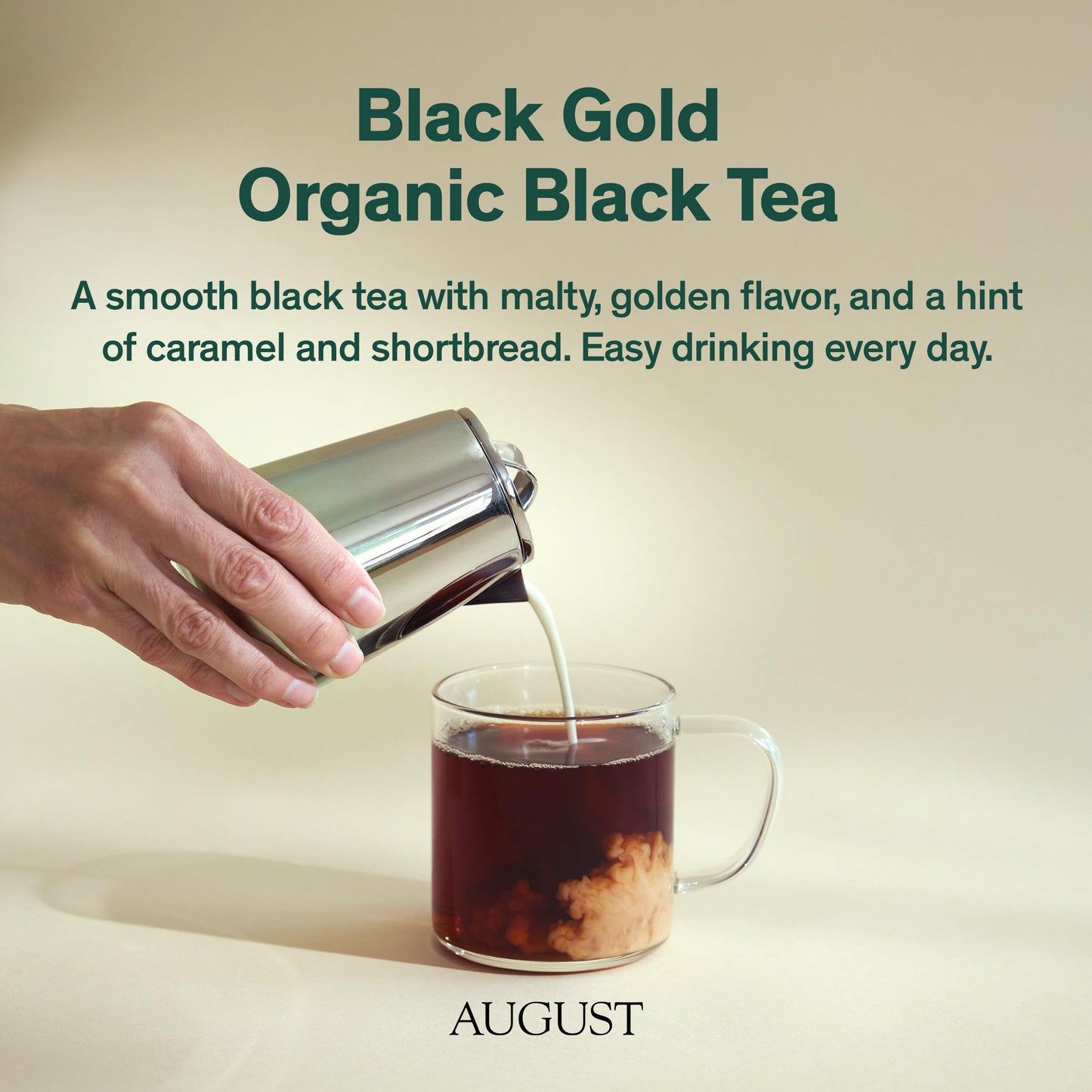 August Essentials Black Gold Tea - Handcrafted Organic Black Tea for Daily Enjoyment - Ideal Morning Drink with Malty, Golden Flavor & Caramel Notes