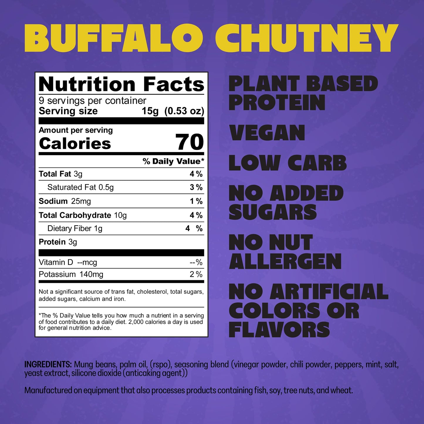 Daal Crunchy & Spicy Snacks - Vegan Snacks Made from Mung Beans - Gluten Free & Nut Free Moong Dal High Fiber Snacks Packed with 36g of Plant Based