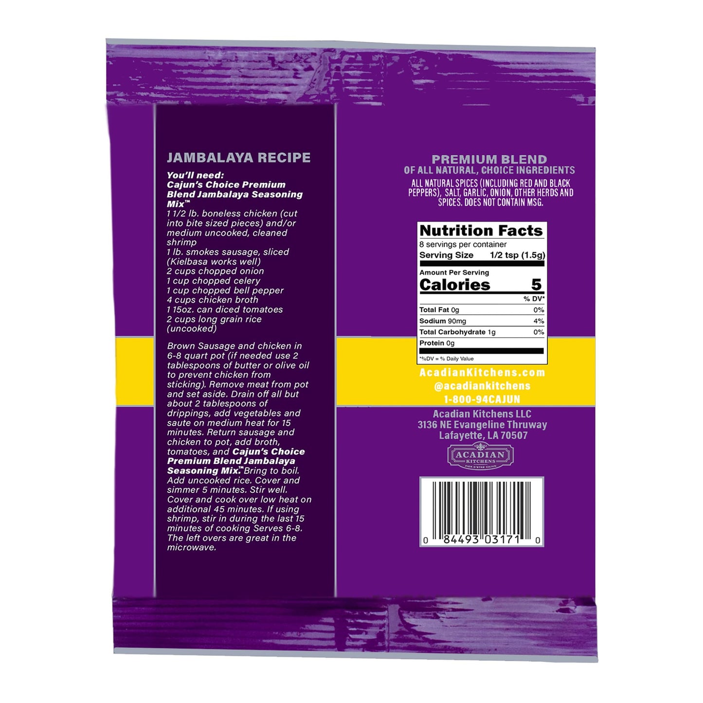 Cajun's Choice Jambalaya Seasoning Mix - 0.42 oz Packet - Pack of 2, All Natural, No MSG - Authentic Louisiana Creole Spice for Chicken, Seafood