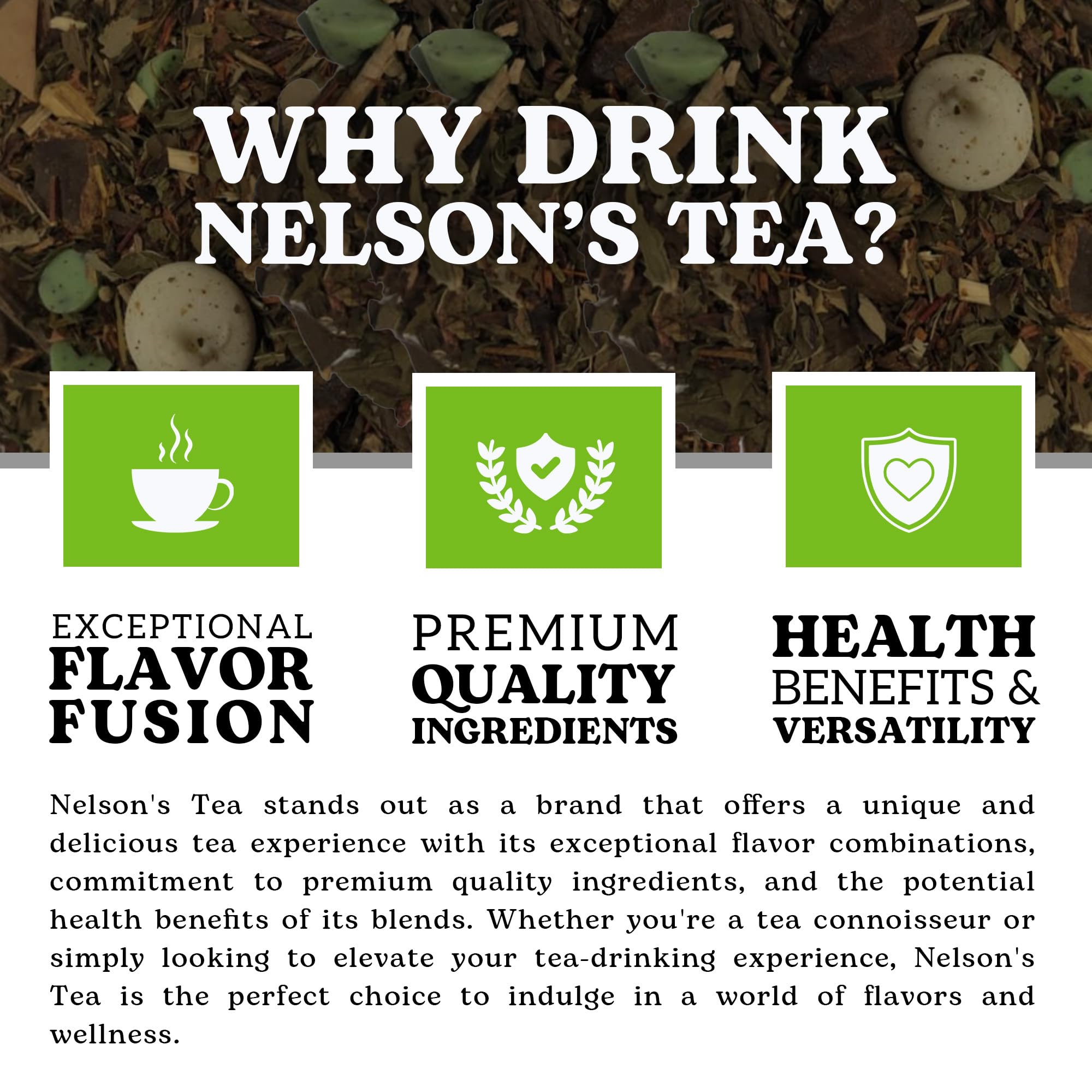 Nelson's Tea - Peppermint White Chocolate - Caffeine Free - Loose Leaf Tea with Green & Red Rooibos - White Chocolate Peppermint Tea (2 oz)