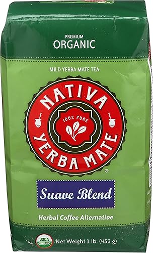 Nativa Yerba Mate Packs - Organic Yerba Mate Tea - 1 Pound Bag - Loose Leaf - Suave Blend (1 Pack)