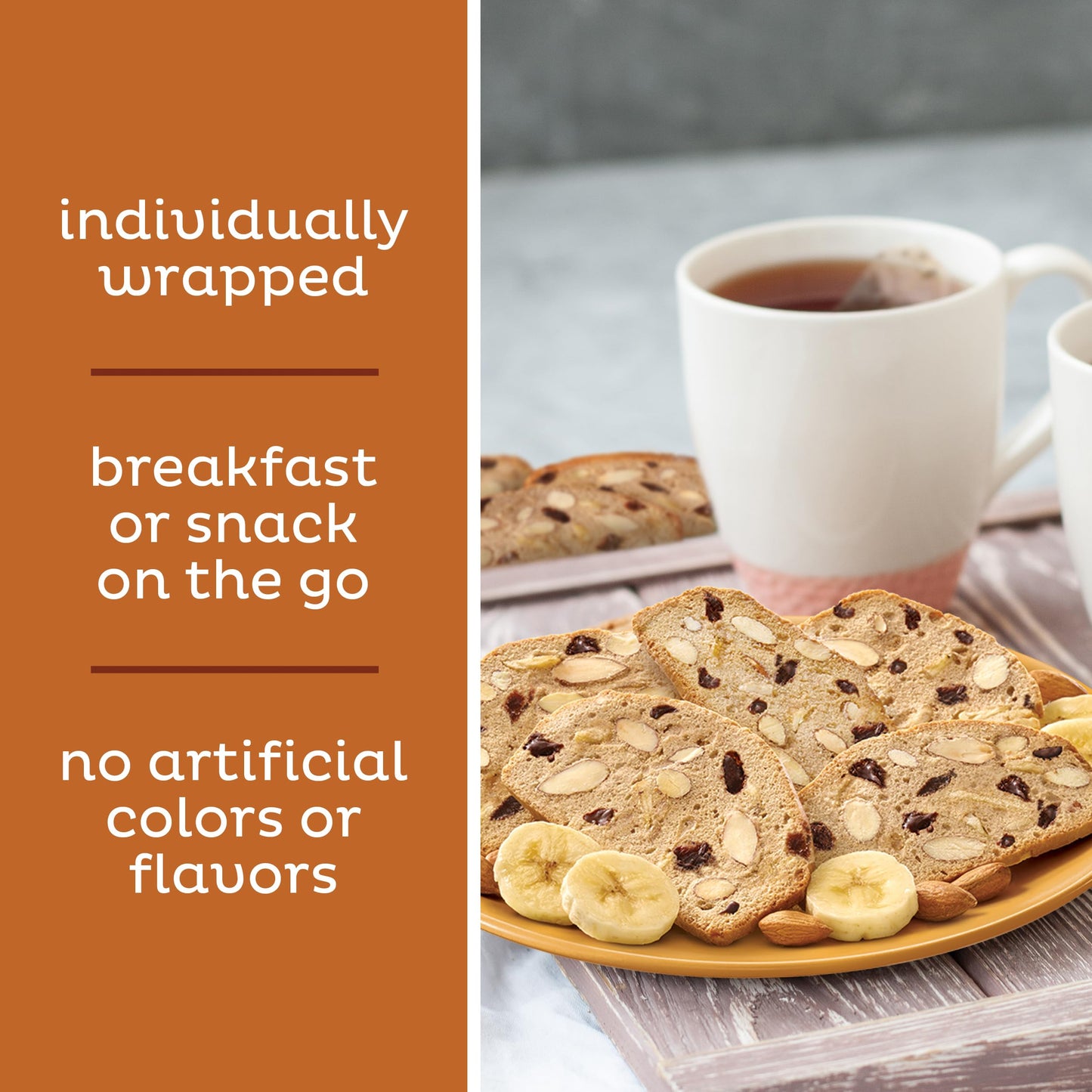 Nonni's THINaddictives Dark Chocolate Banana Nut Crisps 4.4 oz, Lightly Sweet Almond Snack, 6 On-the-Go Packs, 90 Calories, 3 Pack