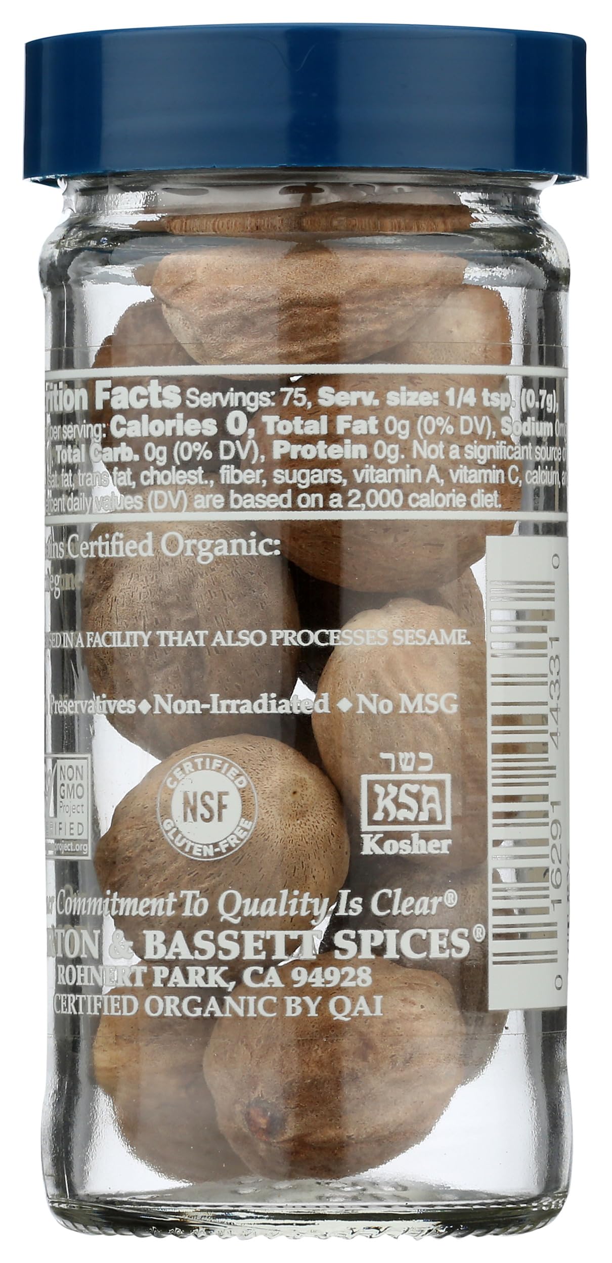 Morton & Bassett Organic Whole Nutmeg, 1.9 OZ