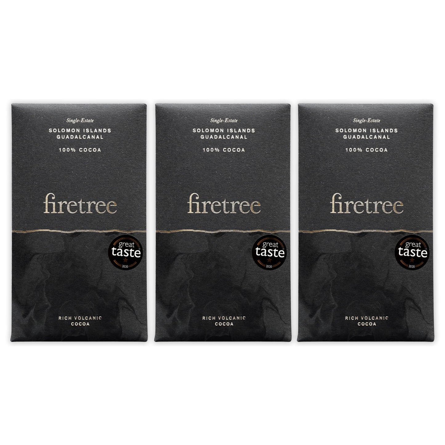 Firetree Solomon Island Guadalcanal 100% Dark Chocolate 3 Pack - UK Chocolate - Premium, Craft, Artisanal, Direct-Trade, Single-Origin, Bean-to-bar
