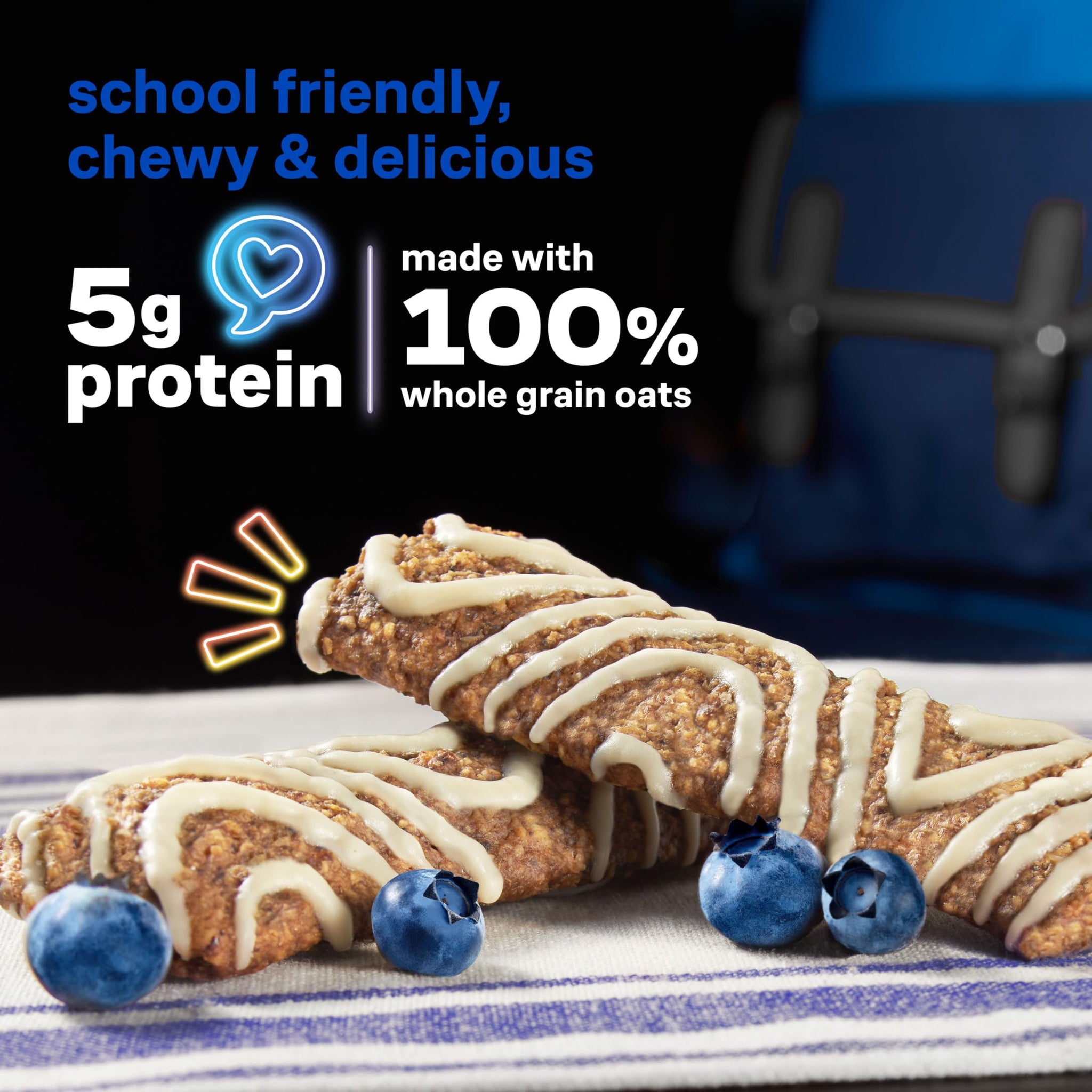 KIND Kids Granola Bars, Blueberry Muffin, Gluten Free, Low Sodium, Peanut and Tree Nut Free Snacks, 5g Protein, 5 Count