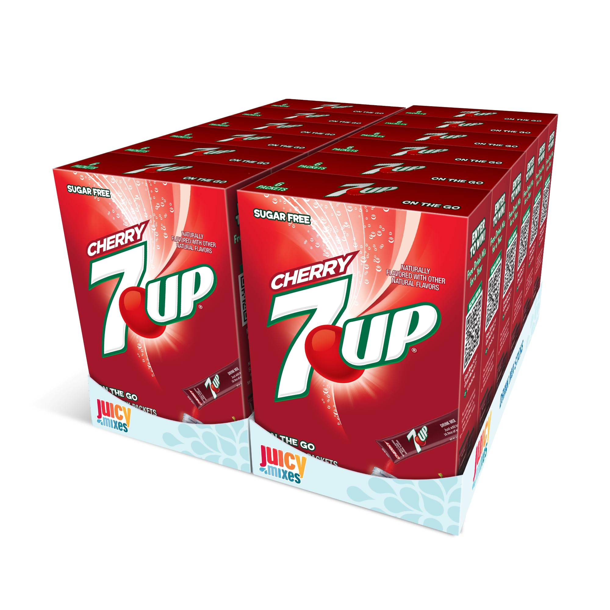 7-UP Powder Drink Mix - Sugar Free & Delicious (Cherry, 72 Sticks)