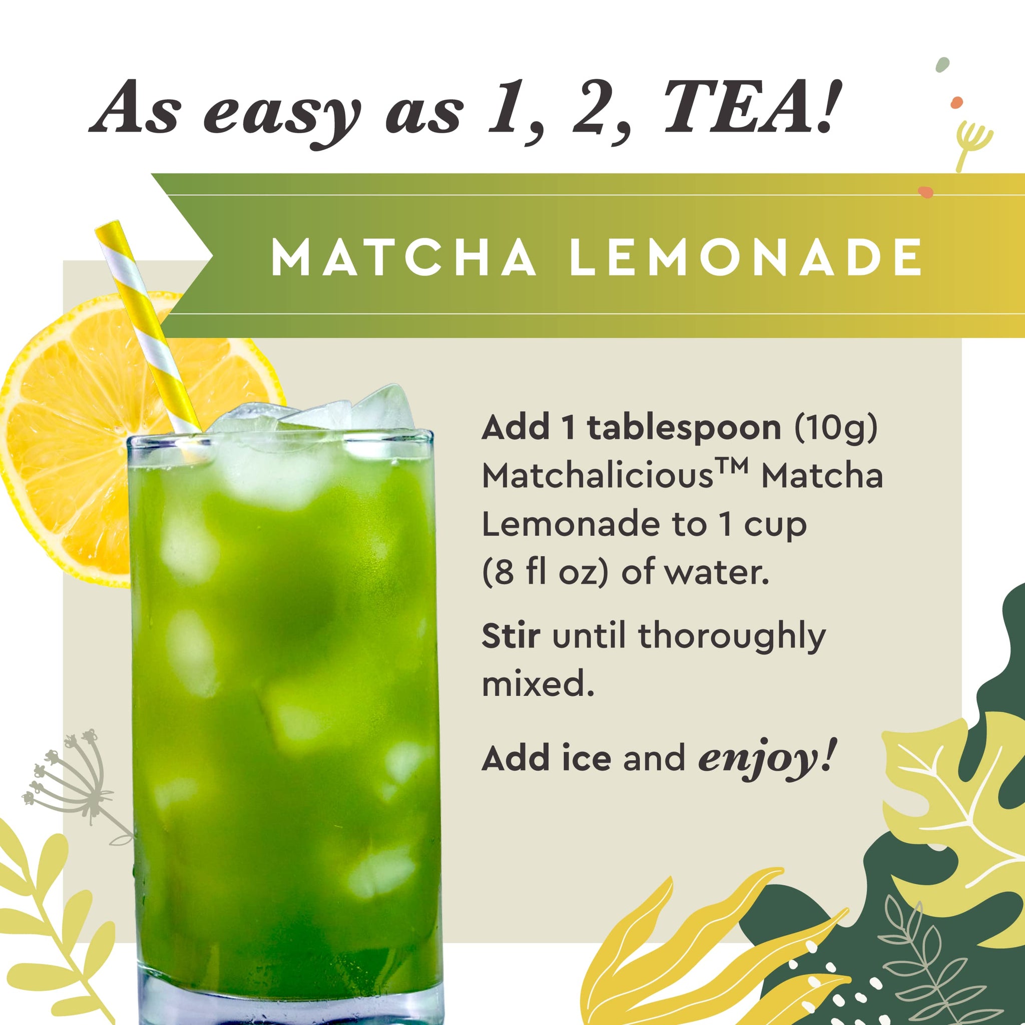 Matchalicious Matcha Lemonade Premium Japanese Green Tea Powder & REAL Lemon Crystals | Just Add Water, Dissolves Easily 6oz