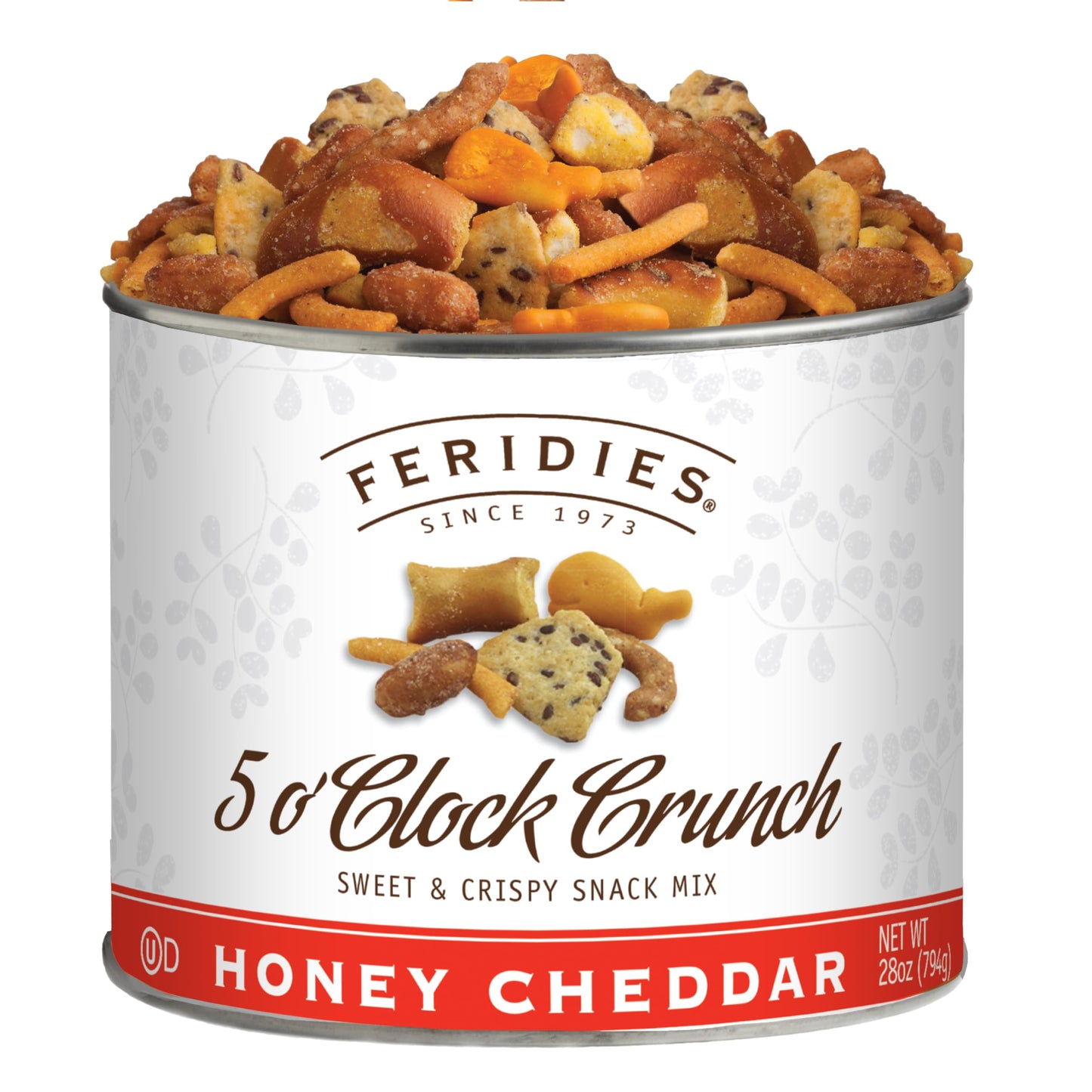 FERIDIES 5 O'Clock Crunch Snack Mix, Honey Cheddar, 28 Ounce Can
