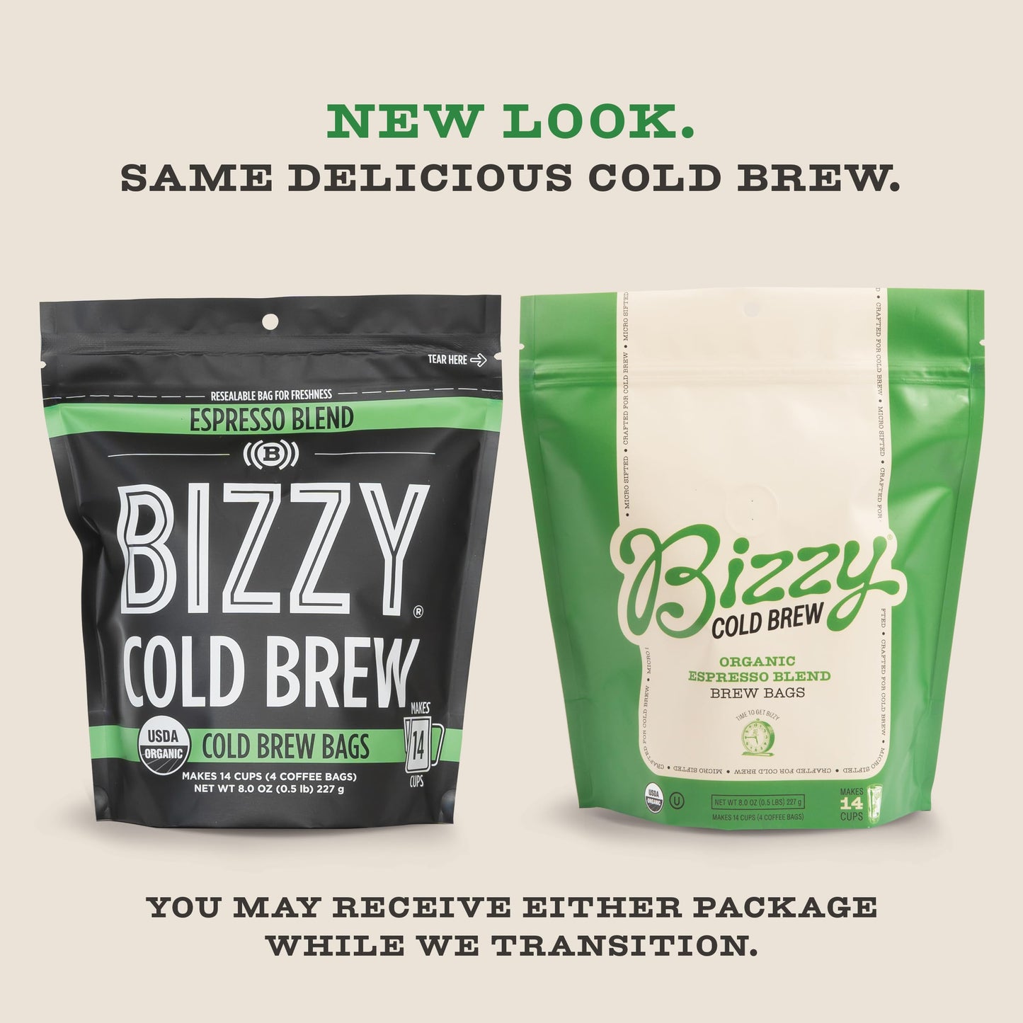 Bizzy Organic Cold Brew Coffee | Espresso Blend | Coarse Ground Coffee | Medium-Dark Roast | Micro Sifted | Specialty Grade | 100% Arabica | Brew Bags