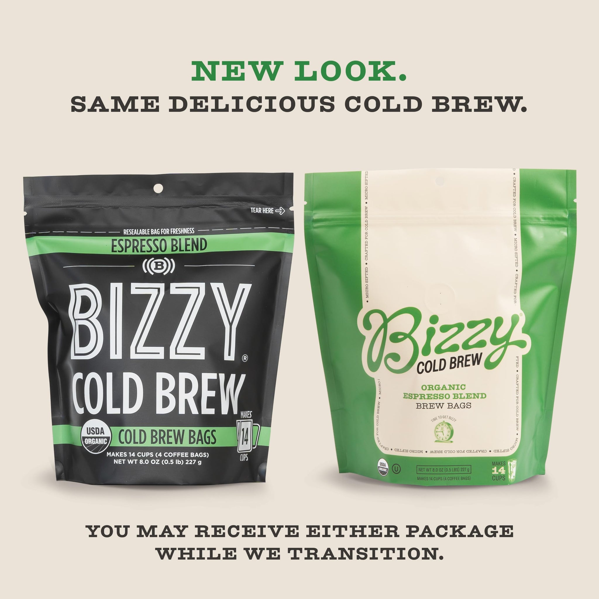 Bizzy Organic Cold Brew Coffee | Espresso Blend | Coarse Ground Coffee | Medium-Dark Roast | Micro Sifted | Specialty Grade | 100% Arabica | Brew Bags