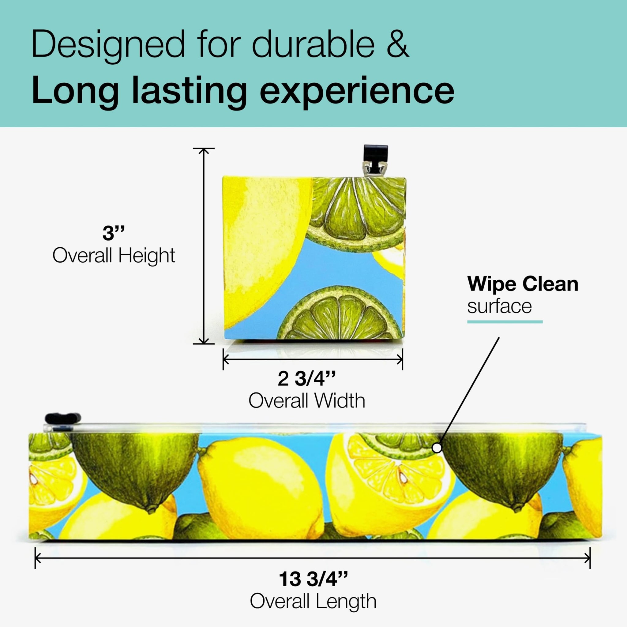Chicwrap Lemon Refillable Plastic Wrap Dispenser - Includes One 12" x 250' Roll of Professional Grade Plastic Wrap - BPA Free and Kosher Certified