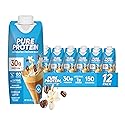 Pure Protein Ready to Drink Protein Shake, Vanilla Latte, 30g Protein, Caffeine for energy + L-Theanine, 150 Calories, Less than 1g Sugar, 4g Fiber