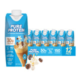 Pure Protein Ready to Drink Protein Shake, Vanilla Latte, 30g Protein, Caffeine for energy + L-Theanine, 150 Calories, Less than 1g Sugar, 4g Fiber
