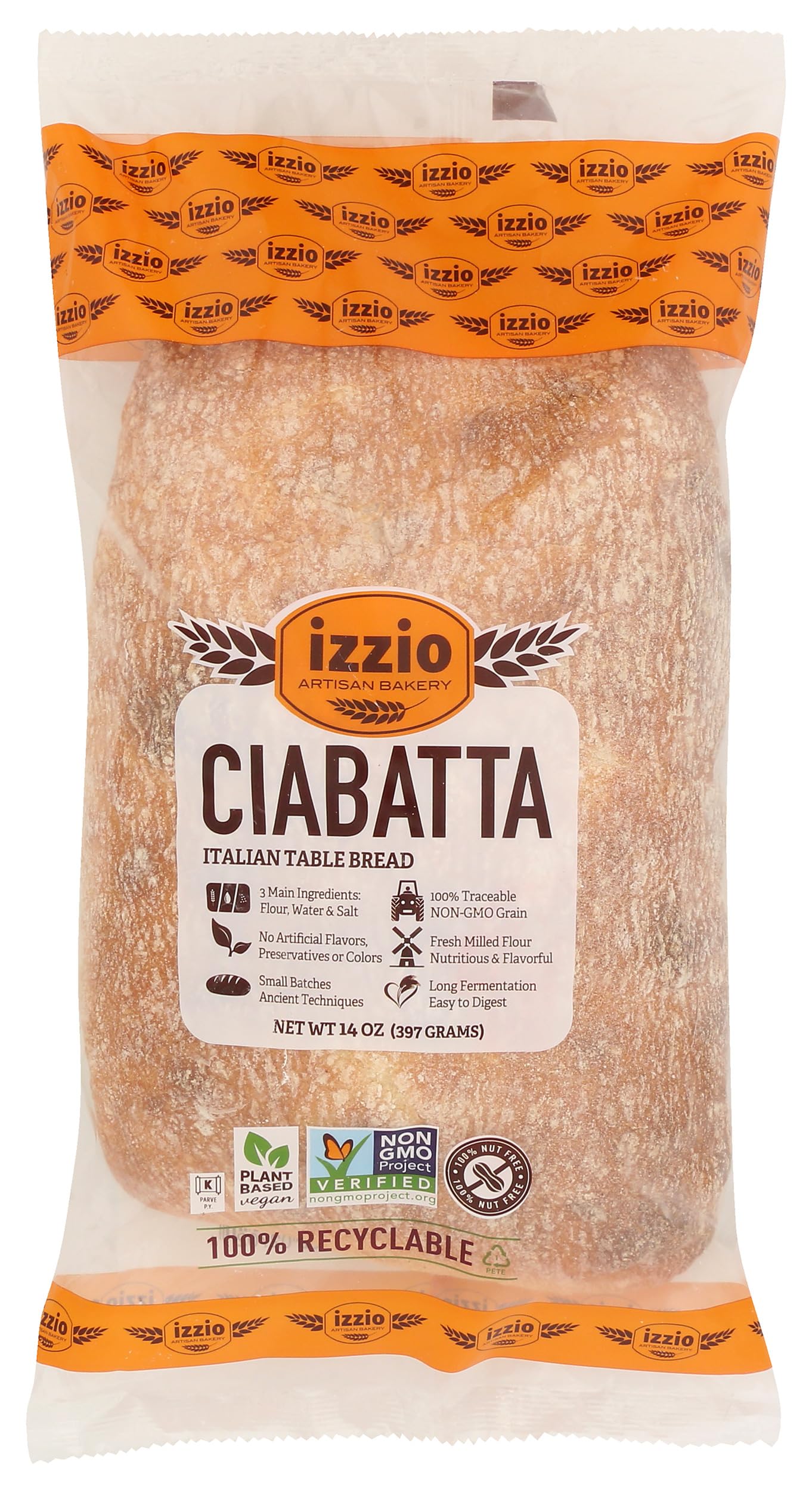 IZZIO ARTISAN BAKERY Take & Bake Ciabatta, 14 Ounce (Frozen)
