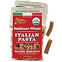 Papa Vince Organic Whole Wheat Non Enriched Rigatoni: Low Gluten Italian Pasta made in Italy from Organic Non GMO Khorasan Ancient Grain grown in