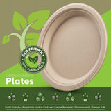 100% Compostable Paper Plates Heavy Duty - 100 Pack Biodegradable Disposable Plates - 9” Brown Disposable Dinner Plates Made of Eco-Friendly, Natural
