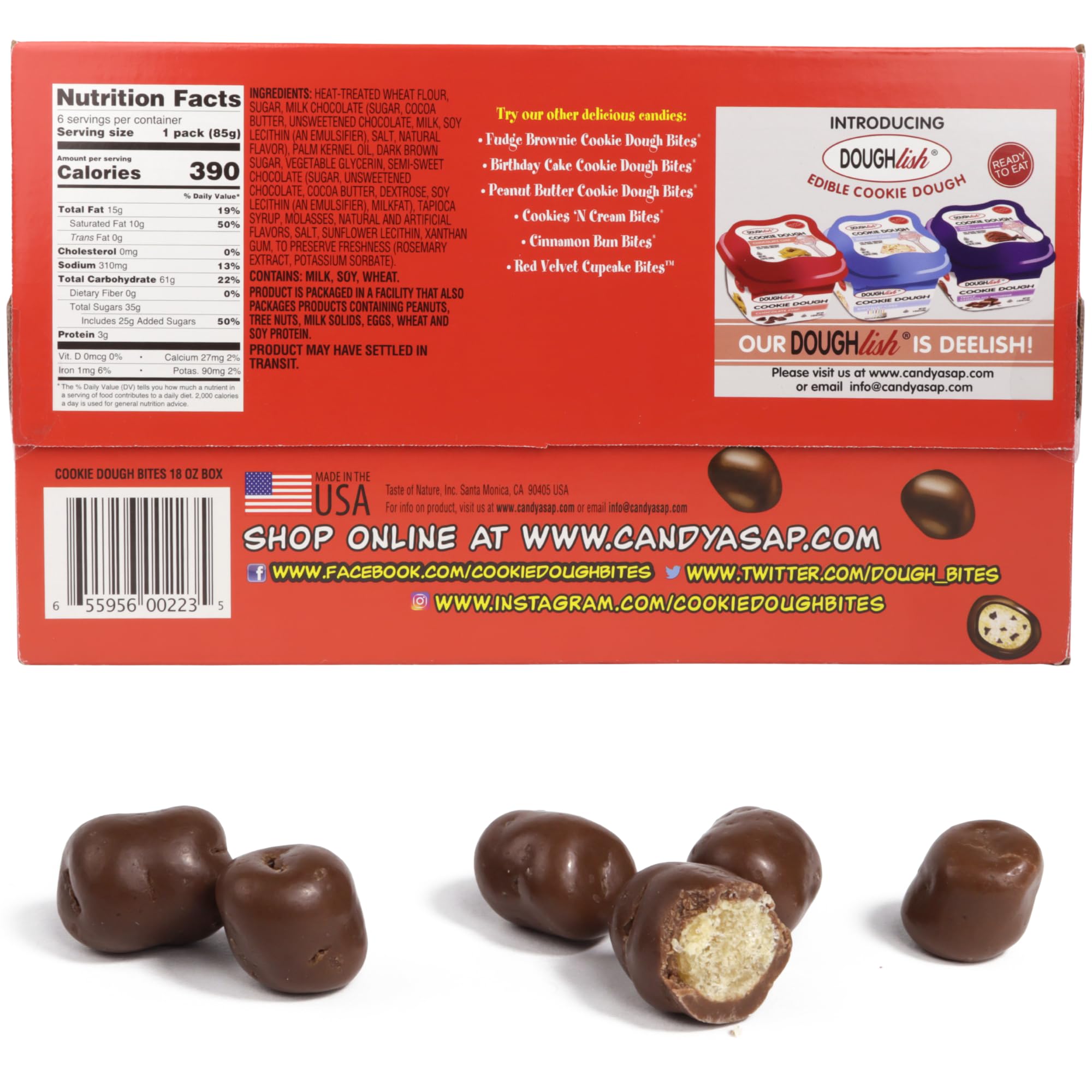 Gigantic Cookie Dough Bites Gift Box, Chocolate Chip Flavored, Over 1 Pound, Novelty Gift